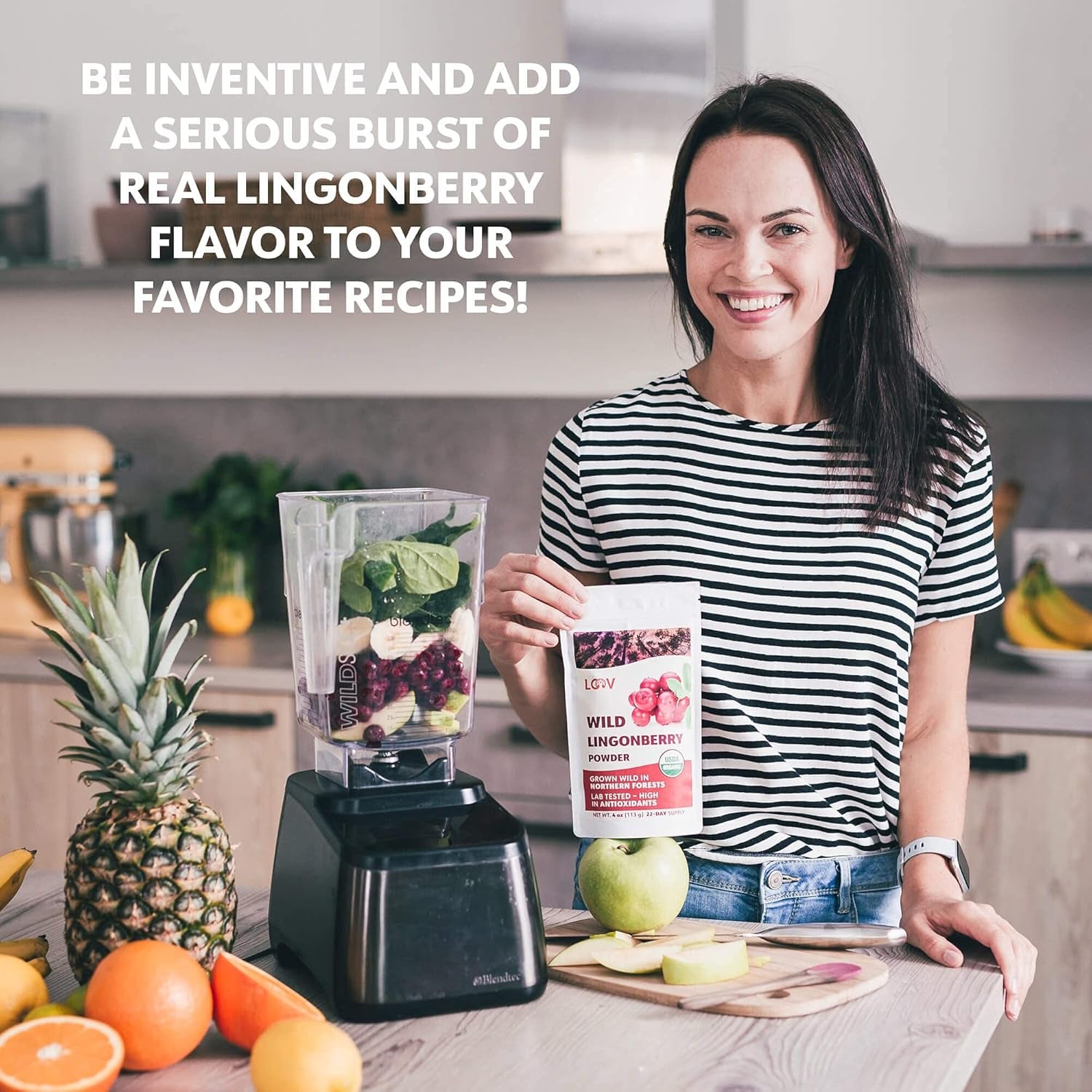 Poudre de myrtille bio LOOV, composée à 100% de myrtilles sauvages entières lyophilisées récoltées dans les forêts du nord de l'Europe, 113g, sans sucre ajouté Naty Shop Produits Déshydratés