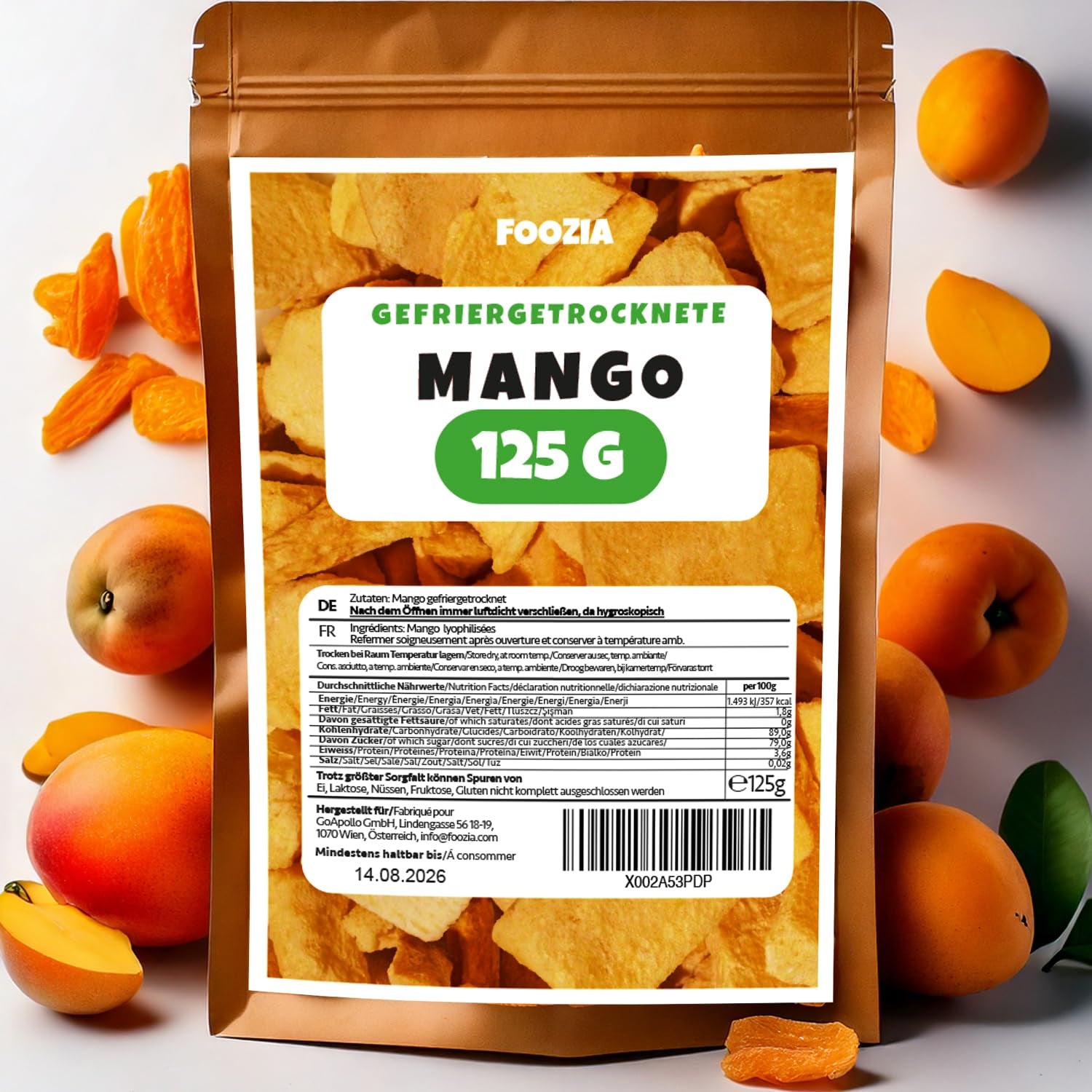 Mangue lyophilisée gros morceaux Fruits lyophilisés Sans additifs Mangue 100% pure naturelle Mangue lyophilisée Fruits secs Mangue séchée 125g de Foozia (125g) Produits déshydratés Naty Shop 125G