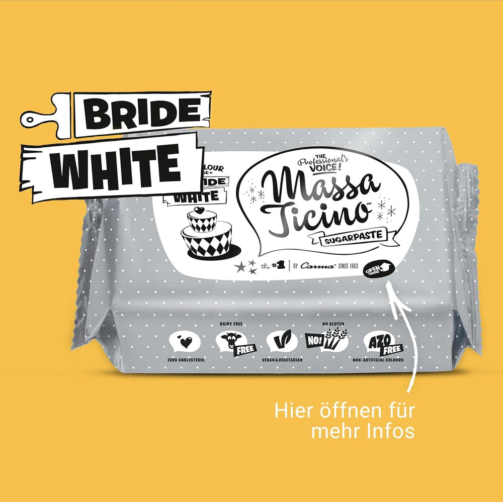 Massa Ticino Set 1x Fondant Blanc 250g et 1x Fondant Noir 250g - Pâte à sucre premium pour gâteaux, fondants en rouleaux - Parfait pour les gâteaux, le modelage et les décorations - Fondant pour boulangers professionnels et amateurs Pâte à sucre Naty Shop