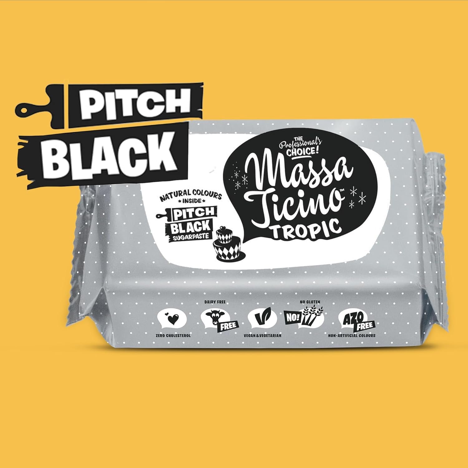 Massa Ticino Set 1x Fondant Blanc 250g et 1x Fondant Noir 250g - Pâte à sucre premium pour gâteaux, fondants en rouleaux - Parfait pour les gâteaux, le modelage et les décorations - Fondant pour boulangers professionnels et amateurs Pâte à sucre Naty Shop