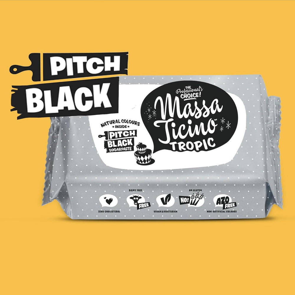 Massa Ticino Set 1x Fondant Blanc 250g et 1x Fondant Noir 250g - Pâte à sucre premium pour gâteaux, fondants en rouleaux - Parfait pour les gâteaux, le modelage et les décorations - Fondant pour boulangers professionnels et amateurs Pâte à sucre Naty Shop