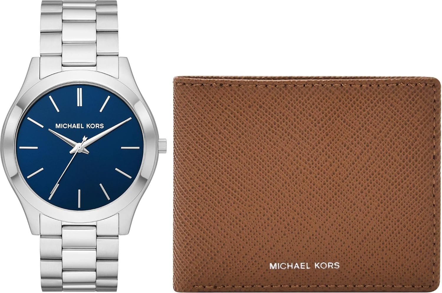 Michael Kors - Slim Runway Collection Montre pour homme en acier inoxydable couleur argent MK1060SET Portefeuille Homme Naty Shop Titre par défaut