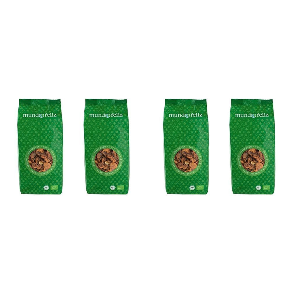 Mundo Feliz Abricots secs bio avec noyaux 2 x 500 g Produits déshydratés My Store 500 G (lot de 4)