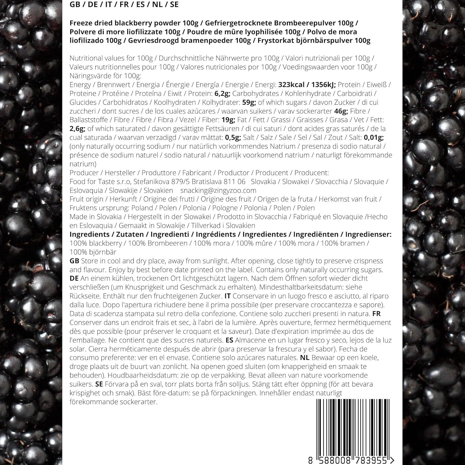 Mûres lyophilisées en poudre | 100% poudre de fruits lyophilisés Fruits secs naturels sans additifs | poudre de fruits Fruits lyophilisés poudre de mûres Produits déshydratés Naty Shop
