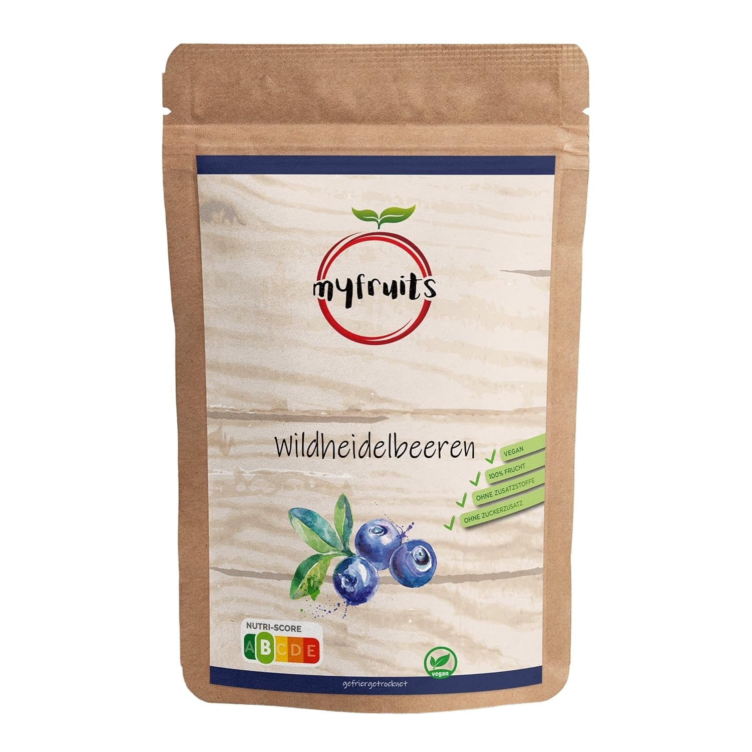 myfruits myrtilles sauvages lyophilisées, 300g, sans additifs, 100% myrtilles sauvages, fruits lyophilisés pour muesli ou en snack Produits déshydratés Naty Shop Titre par défaut