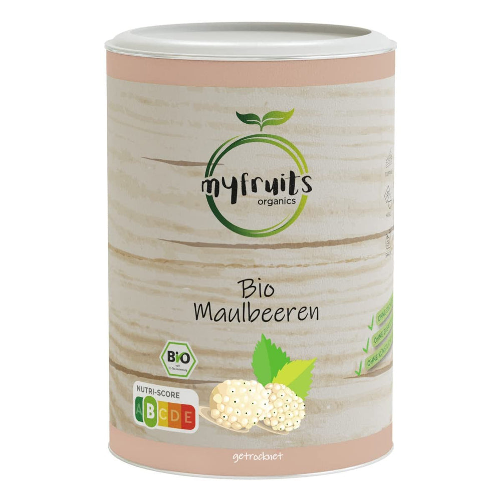 Mûres séchées bio myfruits, 750g, séchées au soleil, sans additifs. Issues de l'agriculture biologique certifiée, mûres blanches séchées Produits déshydratés Naty Shop 300 G (1 paquet)
