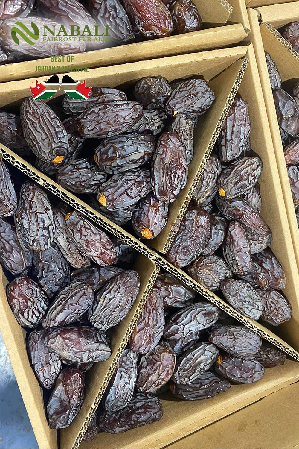 NABALI FAIRKOST 2KG Medjool - Curmale Medjoul Delight Calitate I 100% natural aromat proaspăt și vegan I Curmale Medjool fără conservanți dulci ca mierea și caramelizate (2KG) Produse deshidratate Naty Shop