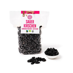 PAKKA - Cerises biologiques séchées au soleil du commerce équitable 750 g, cerises biologiques récoltées à l'état sauvage, sans pépins, non sucrées directement auprès de petits agriculteurs de Samarkand, Ouzbékistan, végétaliennes, 750 g Naty Shop Produits déshydratés variante 1 : 750 G (1 paquet)