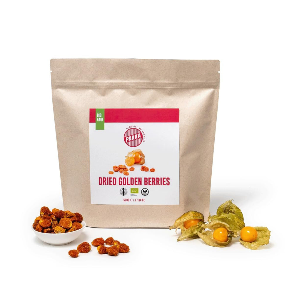 PAKKA Physalis Bio Equitable 1kg, argousier séché bio et équitable, non sucré, sans soufre, produit et mis en bouteille directement par le producteur en Colombie, vegan 1000g (1 pack) Naty Shop Produits Déshydratés Variante 1 : 500 G (1 pack)