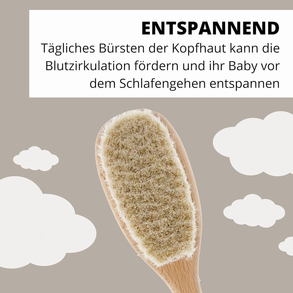 PARSA Beauty perie de păr pentru bebeluși cu păr de capră - perie de păr pentru bebeluși fabricată din lemn de fag certificat FSC® - perie pentru îngrijirea părului fin al bebelușilor - perie pentru bebeluși Copii - Baie si Skincare Naty Shop