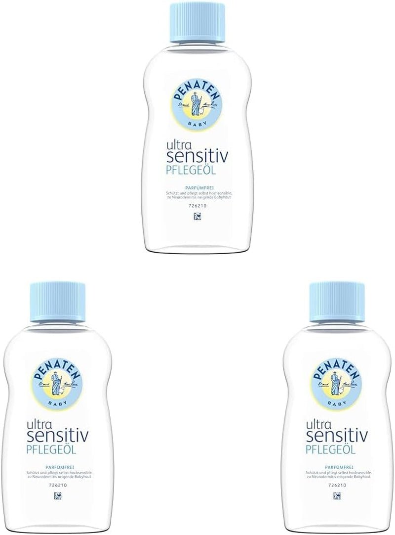PENATEN Crème de Soin Ultra Sensible Visage & Corps (100ml) crème visage et corps pour bébé sans parfum, crème hydratante protectrice et nourrissante pour la peau très sensible des bébés sujets aux névrodermites Enfants - Bains et Soin Naty Shop 200 ml (pack de 3) Huile de soin ultra-sensible