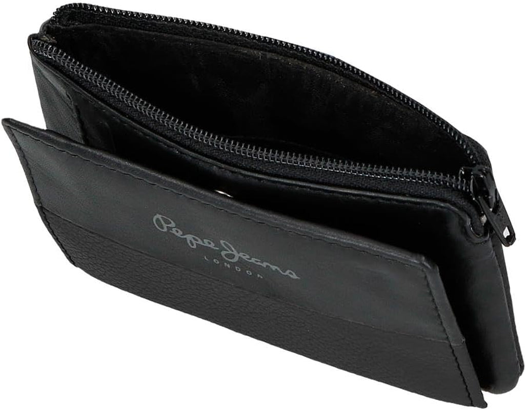 Pepe Jeans Joumma Bags Double Purse, Negru, 11 x 7 x 1,5 cm, Piele, Negru, Talla única, Portofel Portofel Barbati Naty Shop