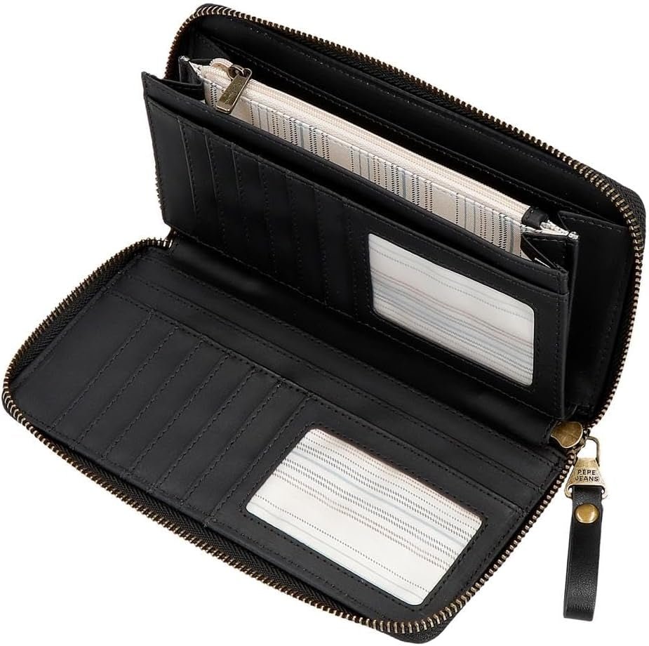 Pepe jeans Joumma Bags Morgan sac à dos décontracté, sacs de voyage, beige et noir, simili cuir pour femme, noir, taille unique, porte-monnaie Portefeuille Femme Naty Shop