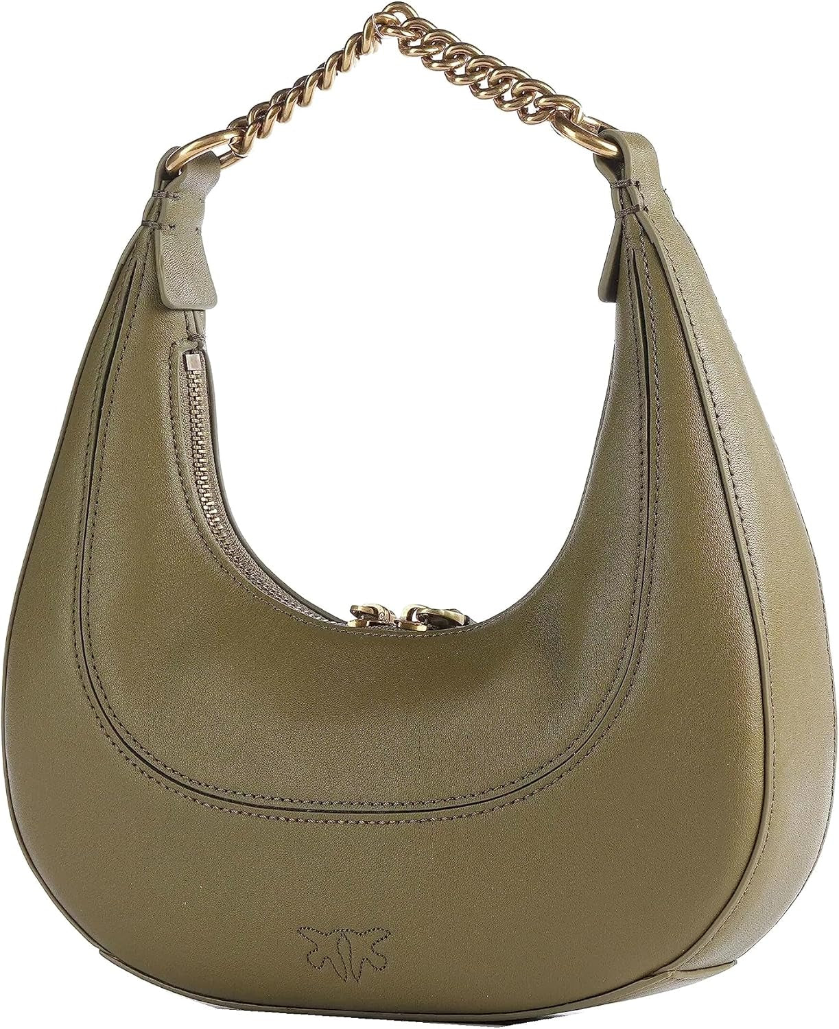 Pinko femei BRIOCHE HOBO Mini KALB MORB, V62q_Green Fir-Antique Gold Genti Femei Naty Shop