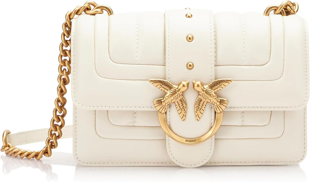 Pinko Ladies Love One Mini Cl Single Side Sheep Nappa Line Quilt Bag Femme Sacs Naty Shop Z14Q_Silk or antique