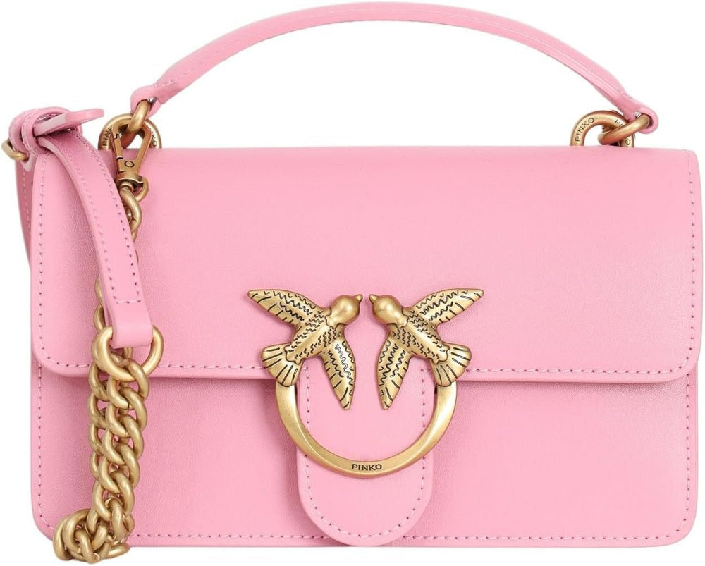 Pinko Ladies Love One Mini Sac Léger En Soie De Veau Femme Sacs Naty Shop P31Q_Pink-Marino-Antique Gold