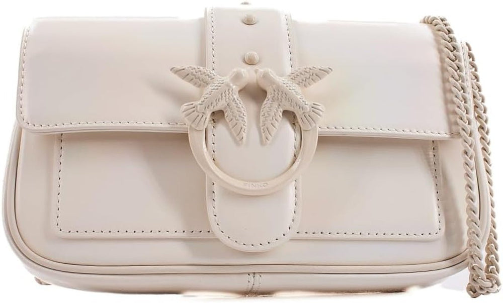Pinko Ladies Love One Pocket C Naplack Color Block Bag Femme Sacs Naty Shop Z14B_Blanc + bloc de couleur blanc