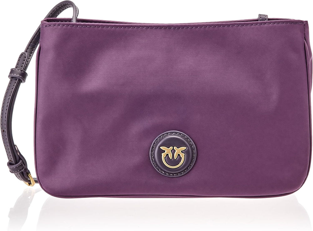 Pinko Ladies Recycled Gate Flat HORIZONTAL REPEATED Sacs pour femmes Naty Shop W84Q_Viola Uva-Antique Gold