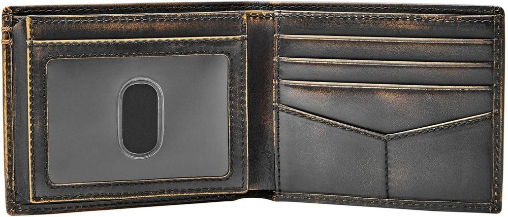 Portefeuille à deux volets en cuir Fossil Wade pour homme 11,43 cm L x 1,905 cm l x 8,89 cm H Portefeuille pour homme Naty Shop