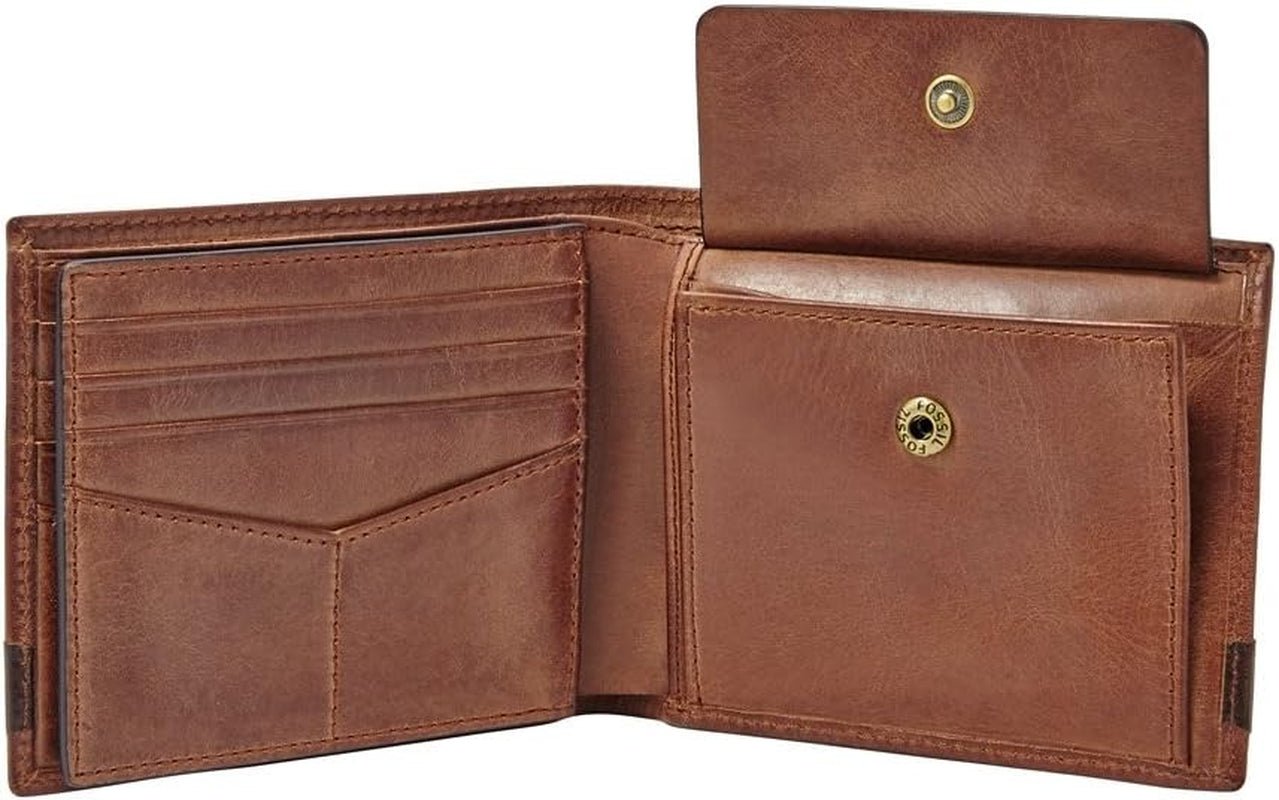 Portefeuille à deux volets en cuir Fossil Quinn pour hommes 11,43 cm L x 2,54 cm l x 9,525 cm H Portefeuille pour hommes Naty Shop