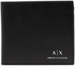 Armani Exchange Portefeuille avec logo A|X en cuir lisse, noir Naty Shop Wallet Default Title pour homme
