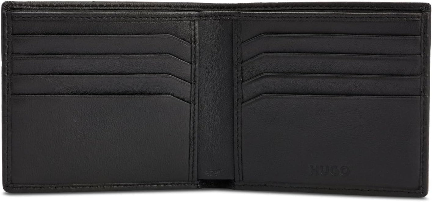 HUGO Portefeuille Tibby 8cc pour hommes en cuir Nappa avec logo noir Stck Portefeuille pour hommes Naty Shop