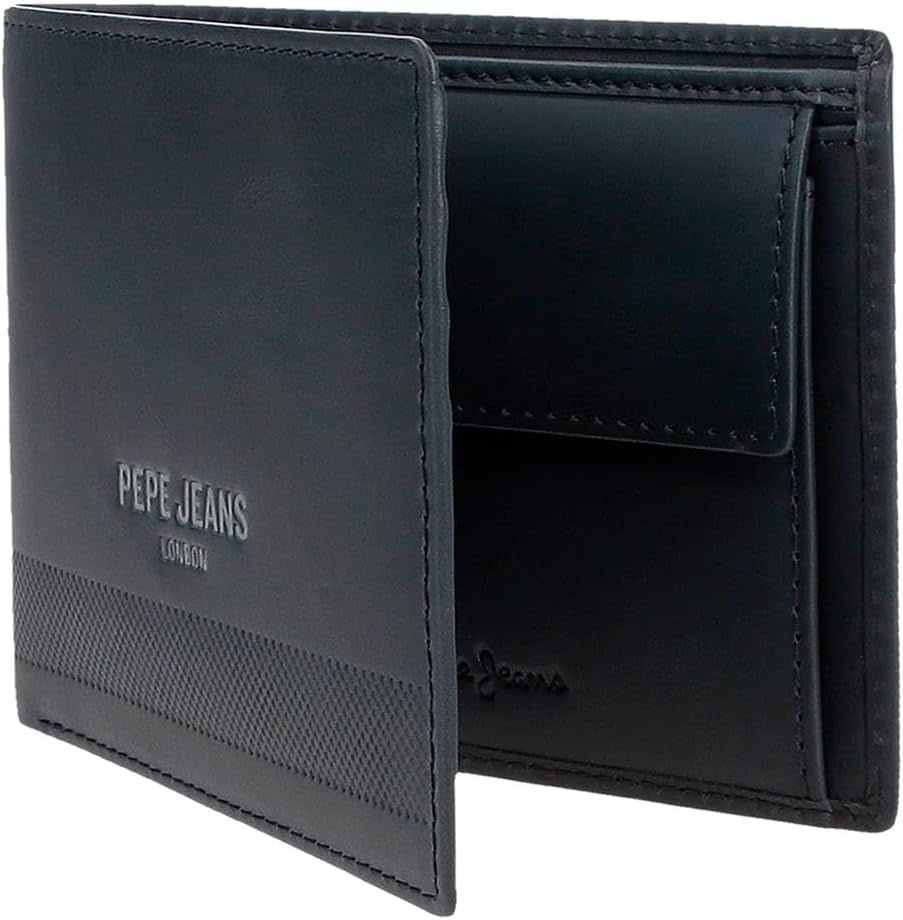 Pepe Jeans Portefeuille Homme Bleu 11,5 x 8 x 1 cm Portefeuille en Cuir Protégé RFID avec Poche à Monnaie Portefeuille Homme Naty Shop