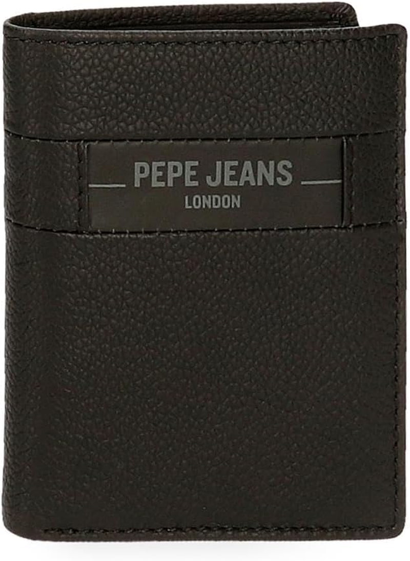 Portefeuilles et porte-monnaie en cuir de vache Pepe Jeans Checkbox, noir, marron, bleu et gris - Naty Shop