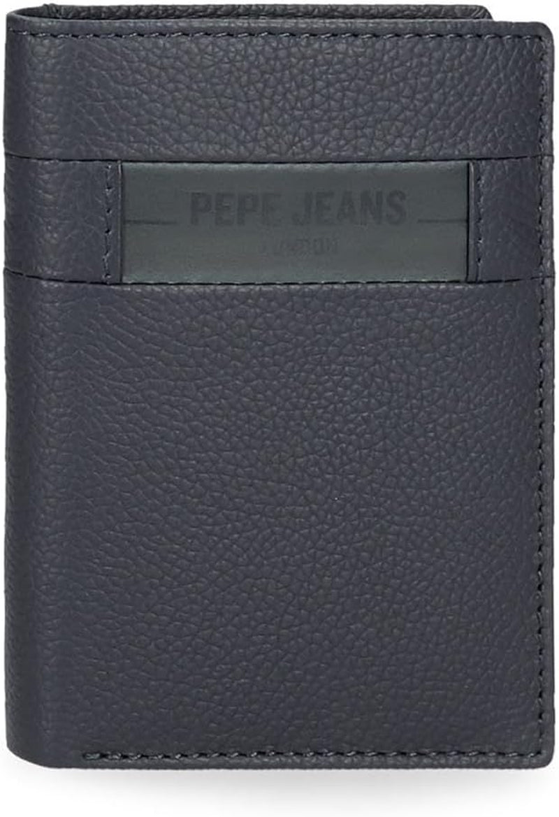 Pepe Jeans Checkbox Portefeuilles et porte-monnaie en cuir de vache Noir Marron Bleu Gris Portefeuille Homme Naty Shop Portefeuille Vertical Bleu