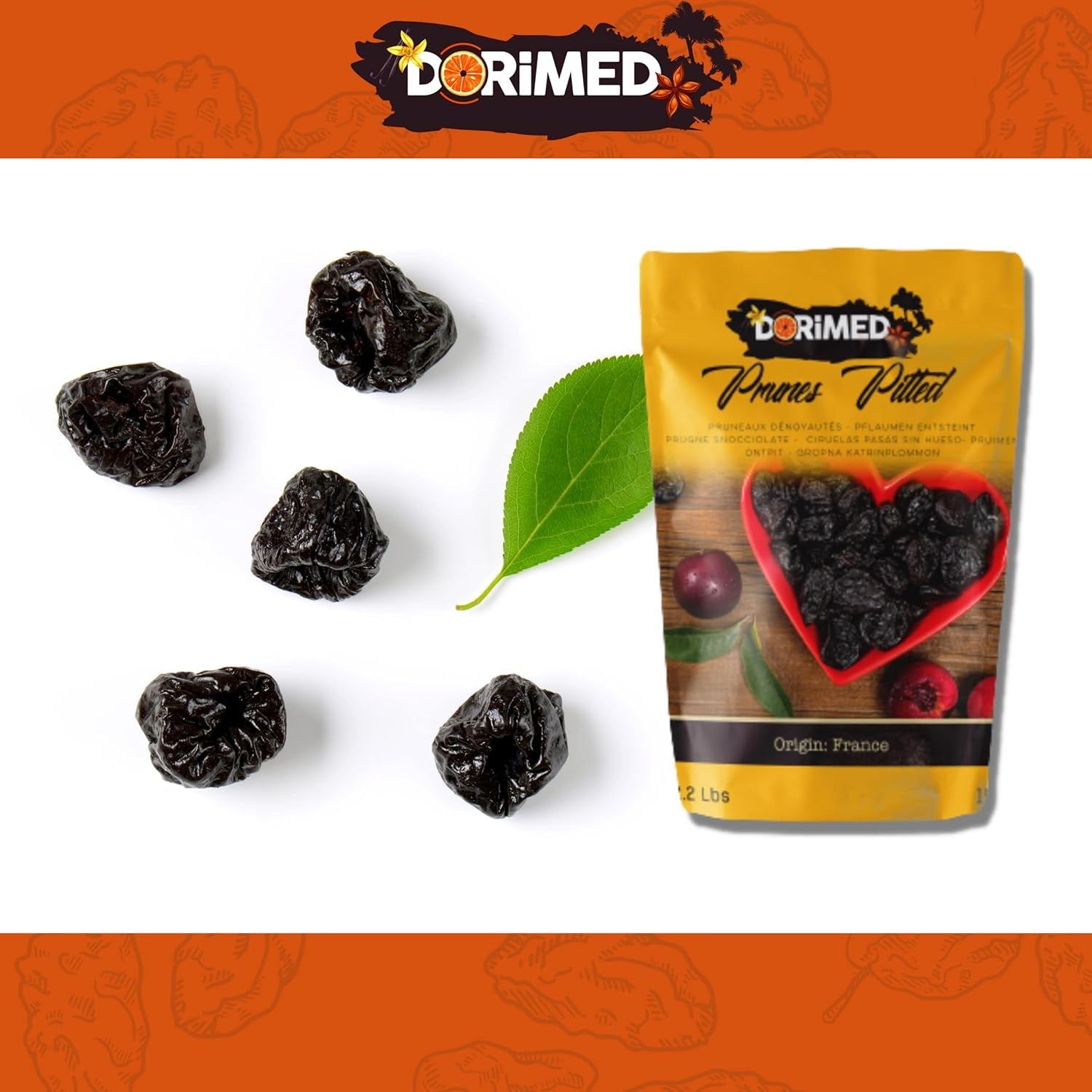 Pruneaux 1 kg | Prunes dénoyautées d'Agen | Tendre, doux, savoureux et juteux | Fruits secs entiers, gros et non sucrés | Riches en fibres et antioxydants naturels Produits déshydratés Naty Shop