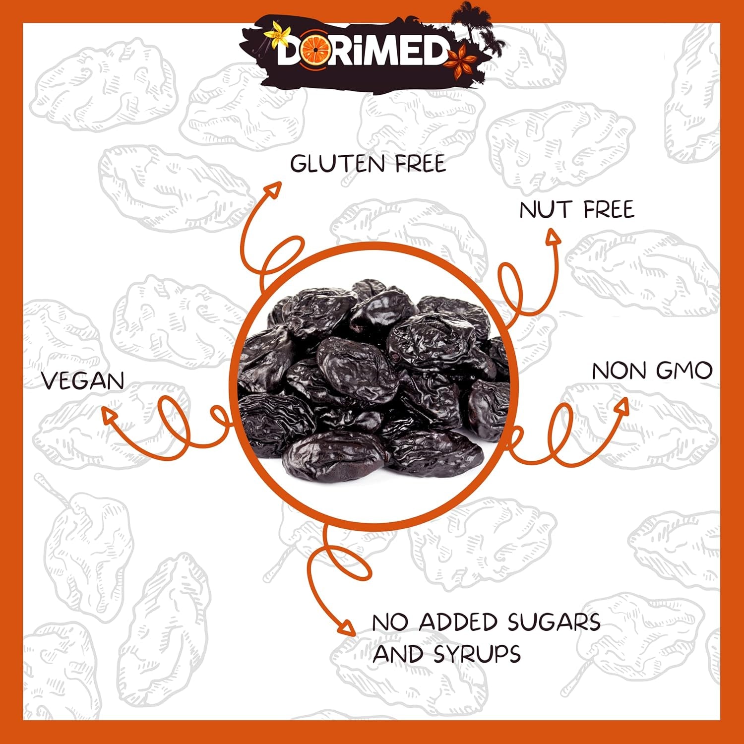 Pruneaux 1 kg | Prunes dénoyautées d'Agen | Tendre, doux, savoureux et juteux | Fruits secs entiers, gros et non sucrés | Riches en fibres et antioxydants naturels Produits déshydratés Naty Shop