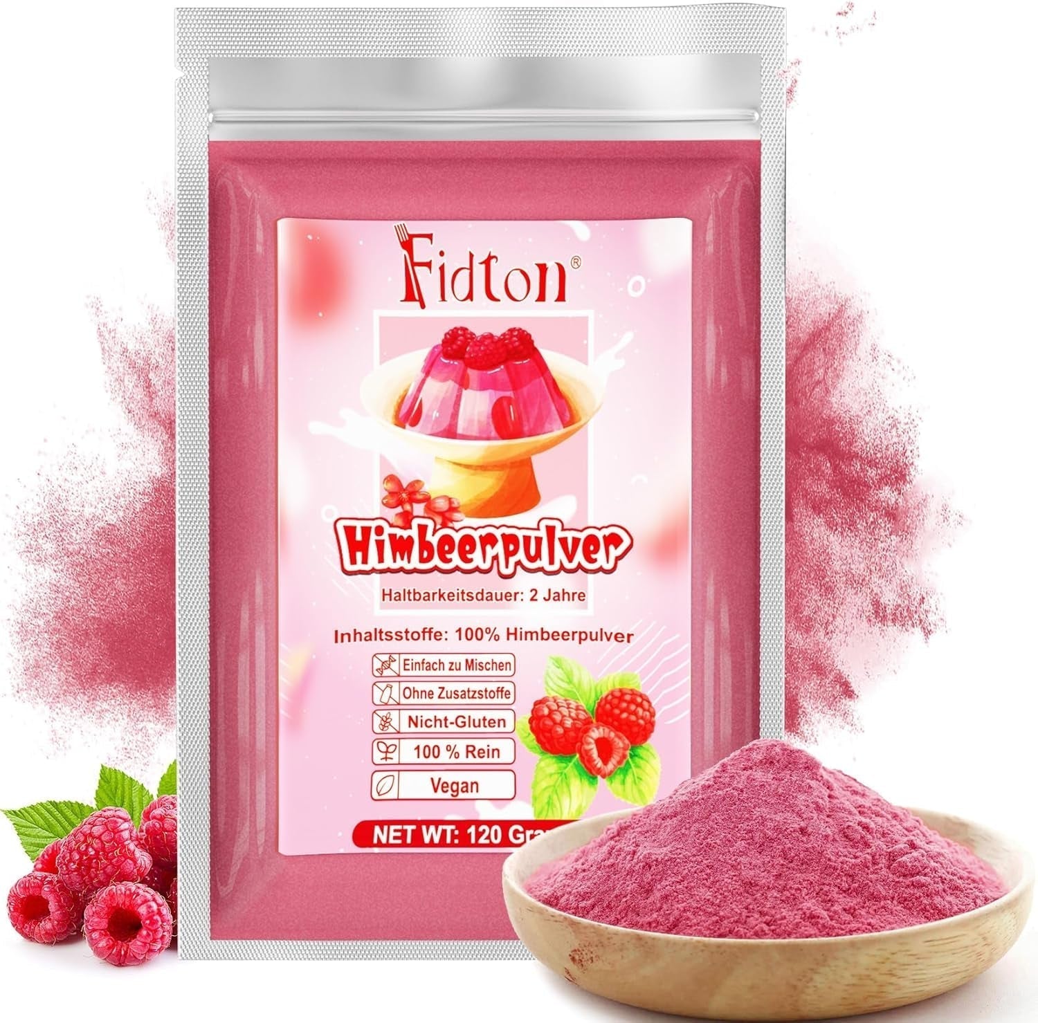 Fraises en poudre 120g - Fraises 100% naturelles Lyophilisées, sans additifs Mélange facile Fraises nutritives lyophilisées pour glaces, gâteaux, smoothies, boissons, poudre aromatisante Produits déshydratés Naty Shop 120G Framboise