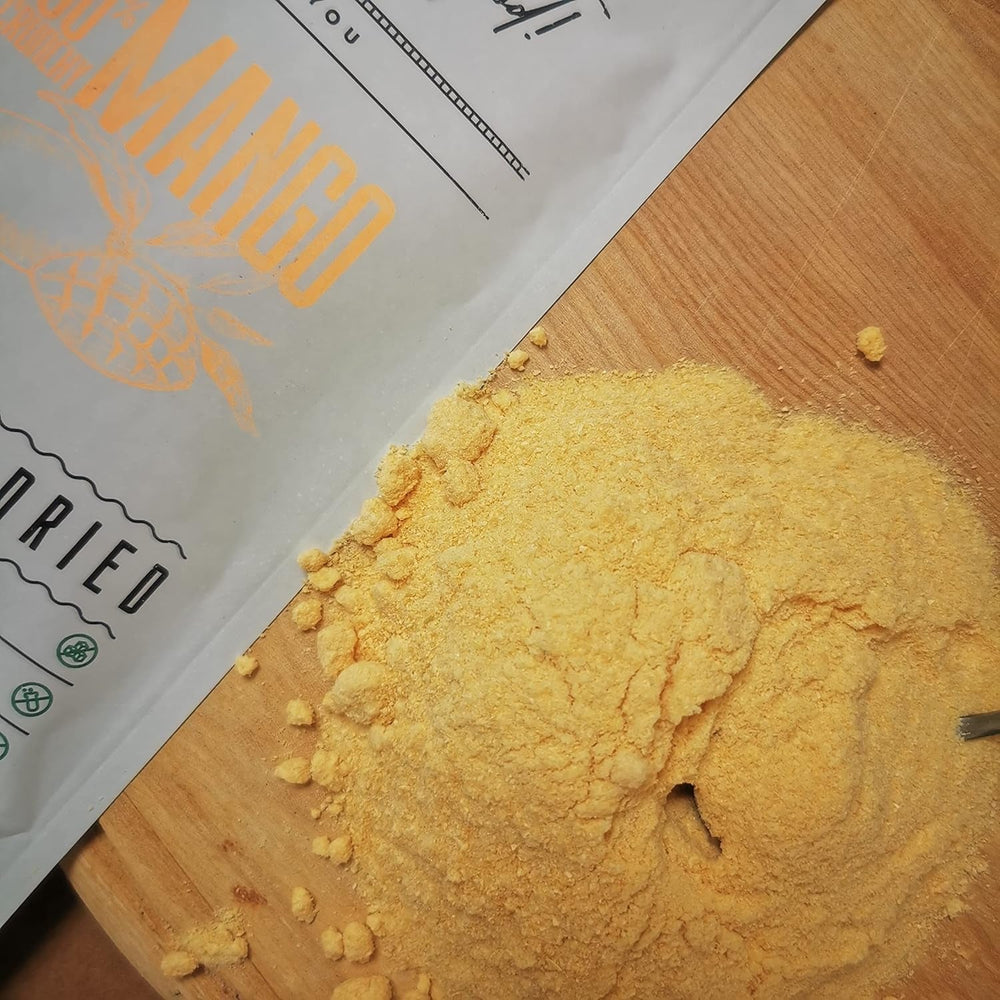Poudre de mangue lyophilisée | Poudre de fruits lyophilisés sans sucre ajouté | Poudre de mangue lyophilisée Mangue lyophilisée | Mangue lyophilisée Poudre sans additifs | ZingyZoo (100g) Naty Shop produits déshydratés