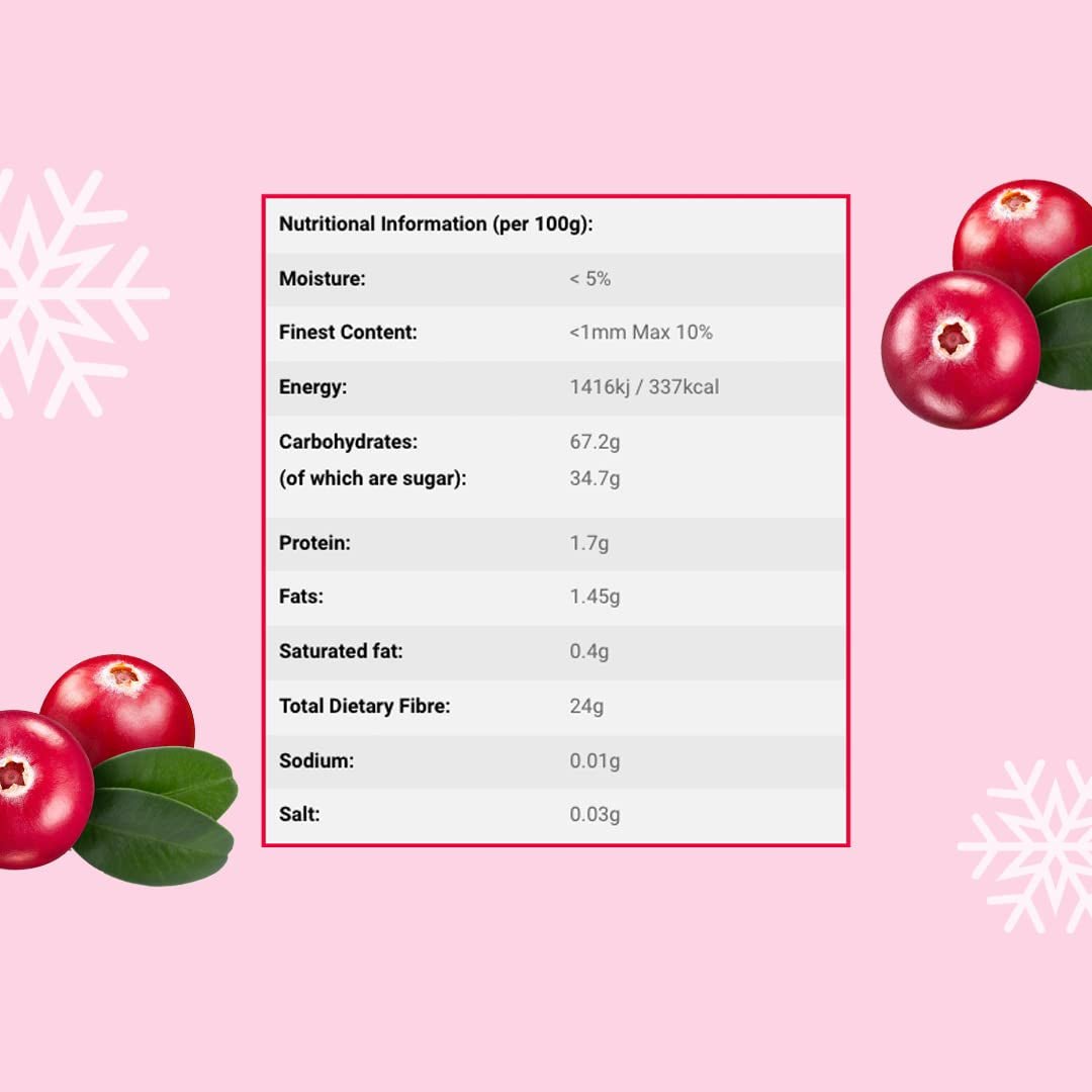 Poudre de canneberges lyophilisées 250g - Poudre de fruits lyophilisés - Poudre de canneberges lyophilisée pour pâtisserie, smoothies et muesli - Poudre de canneberges 100% naturelle sans additifs Produits déshydratés Naty Shop