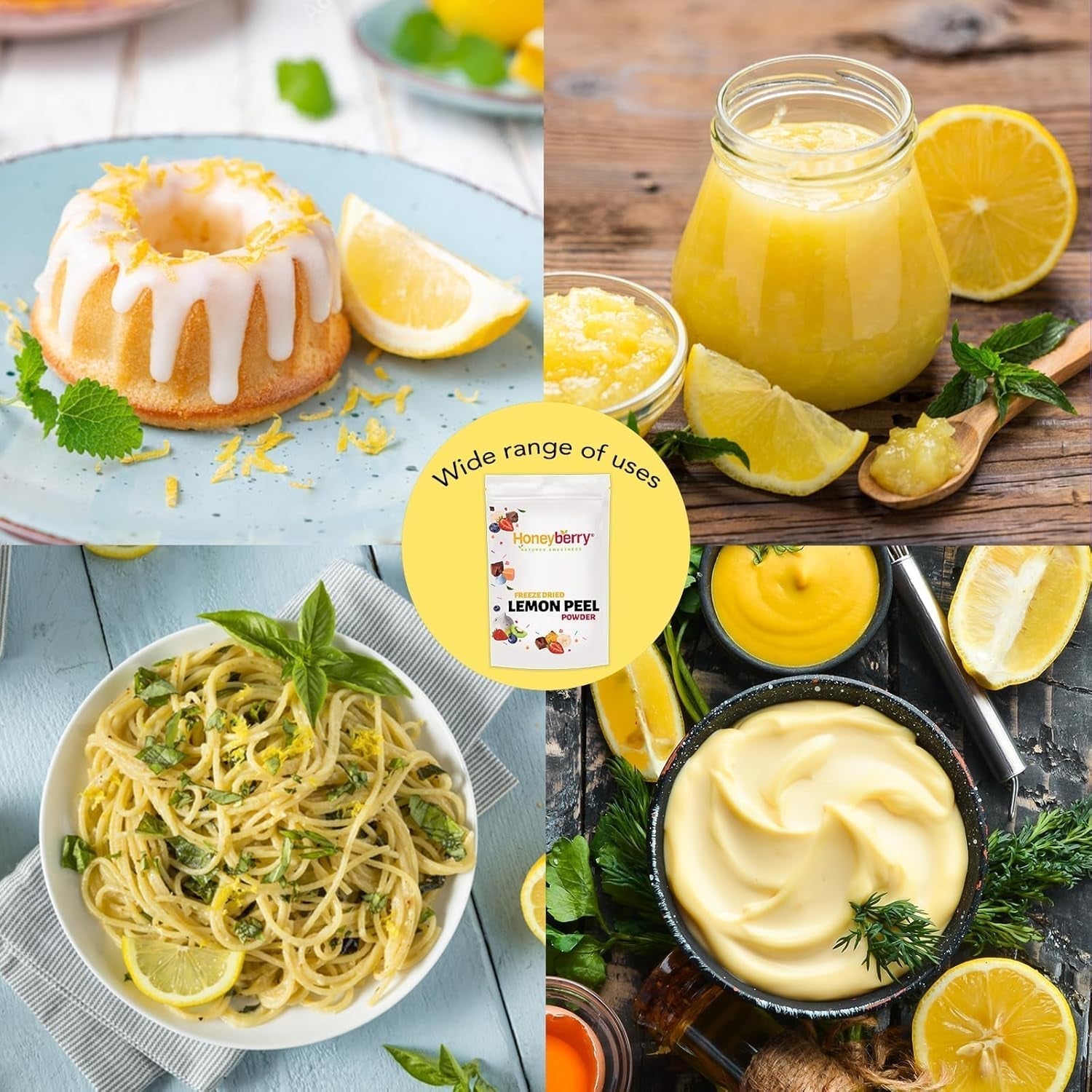 Poudre de zeste de citron lyophilisé 100g - Poudre de fruits lyophilisés - Poudre de citron lyophilisée pour pâtisserie, smoothies et thé - Poudre de citron 100% naturelle sans additifs Produits déshydratés Naty Shop