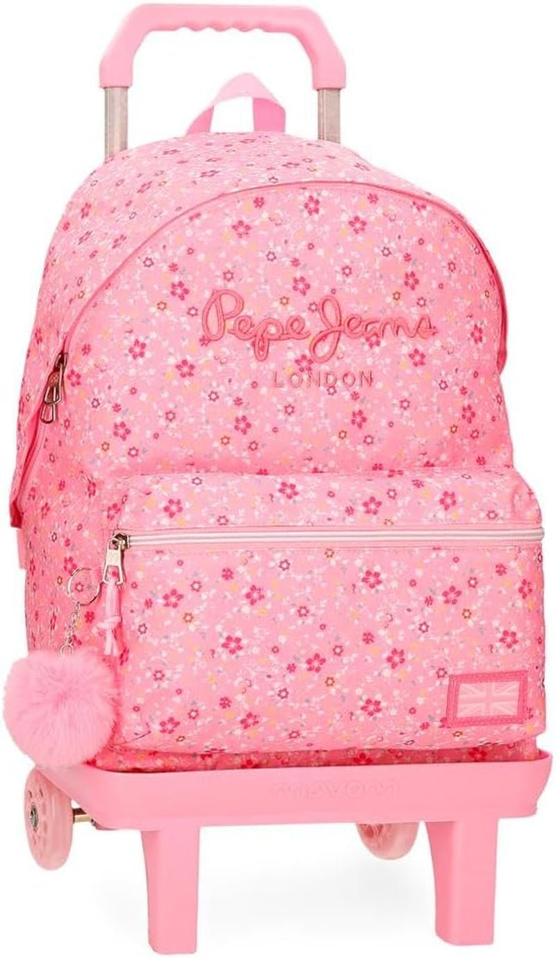 Rucsac școlar Pepe Jeans Alenka cu troler, albastru, 30 x 40 x 12 cm, poliester, 14,4 l, albastru, rucsac școlar cu troler Rucsacuri si ghiozdane premium Naty Shop Rucksack 46 + Trolley
