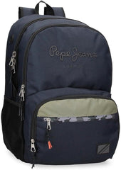 Rucsac școlar Pepe Jeans Cromwell, compartiment dublu, negru, 33 x 46 x 15 cm, poliester, 22.77 l, negru, Talla única, rucsac școlar cu compartiment dublu Rucsacuri si ghiozdane premium Naty Shop Default Title