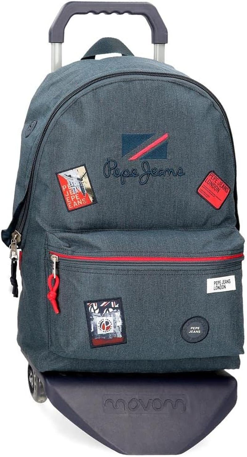 Rucsac școlar Pepe Jeans Kay cu două compartimente Albastru 30x40x13 cm Poliester 15,6L Rucsacuri si ghiozdane premium Naty Shop Rucksack 44 + Trolley