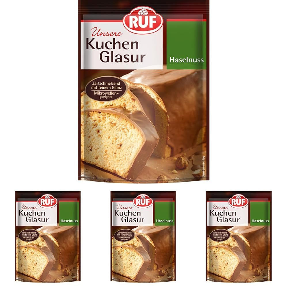 RUF Cake Glaze Noisette, 100g en sachet, passe au micro-ondes, pour glacer les gâteaux aux noix, pralines et nigrés, sans gluten (pack de 4) Pâte à sucre Naty Shop Default Title