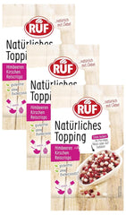 RUF Garniture naturelle aux framboises, cerises, chips de riz, sans additifs artificiels, mélange de fruits pour bouillies et pâtisseries, sans gluten, végétalien, 15 g (paquet de 3) Naty Shop Produits déshydratés 15 g (paquet de 3) Fruits