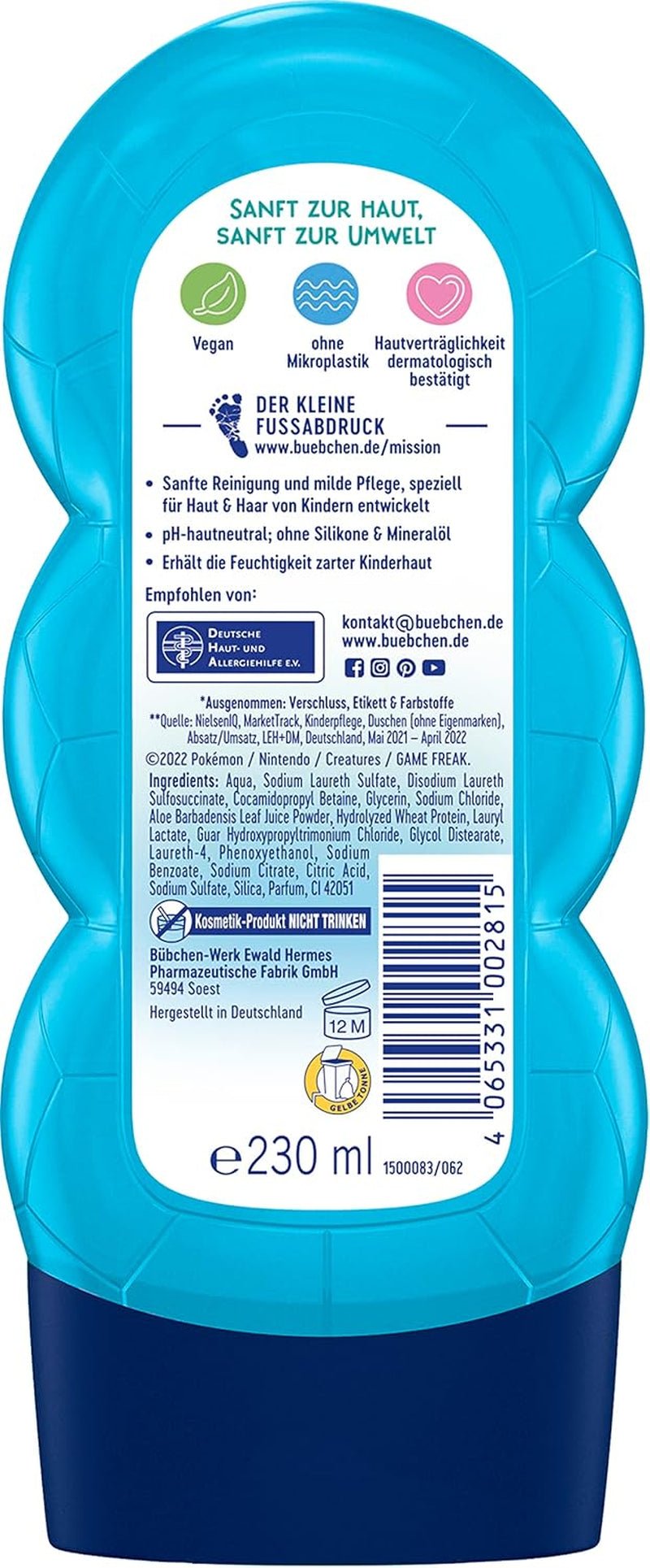 Shampoing et gel douche pour enfants, Pokémon Édition Schiggy, 230 ml (pack de 5) Enfants - Bains et soins Naty Shop