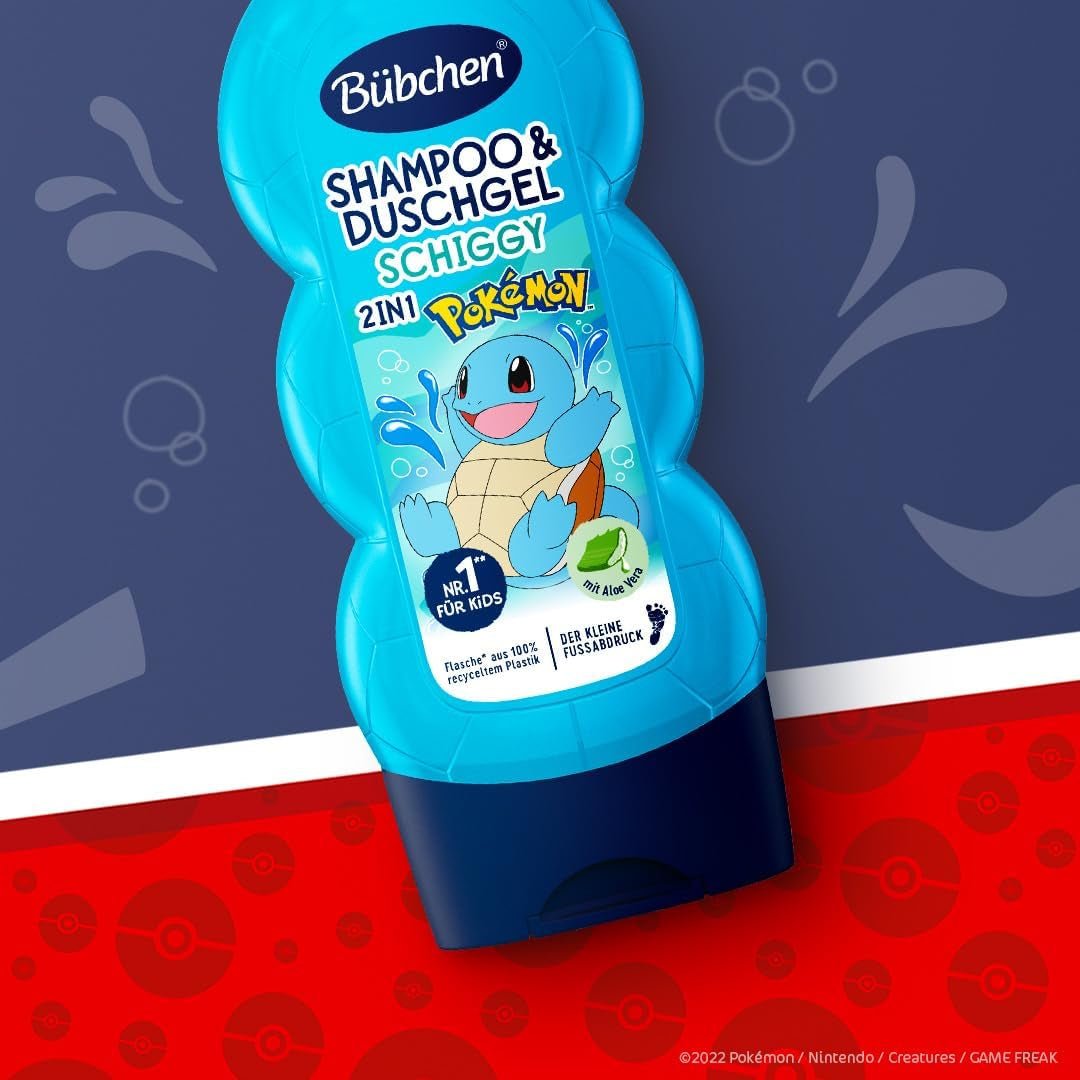Shampoing et gel douche pour enfants, Pokémon Édition Schiggy, 230 ml (pack de 5) Enfants - Bains et soins Naty Shop