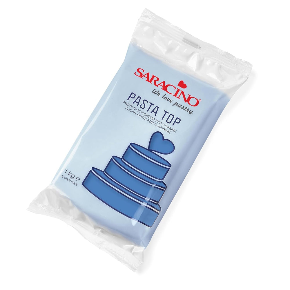Saracino Fondant Top, Pâte à Sucre Pour Recouvrir 1 kg, Fabriquée en Italie Pâte à Sucre Naty Shop Bleu