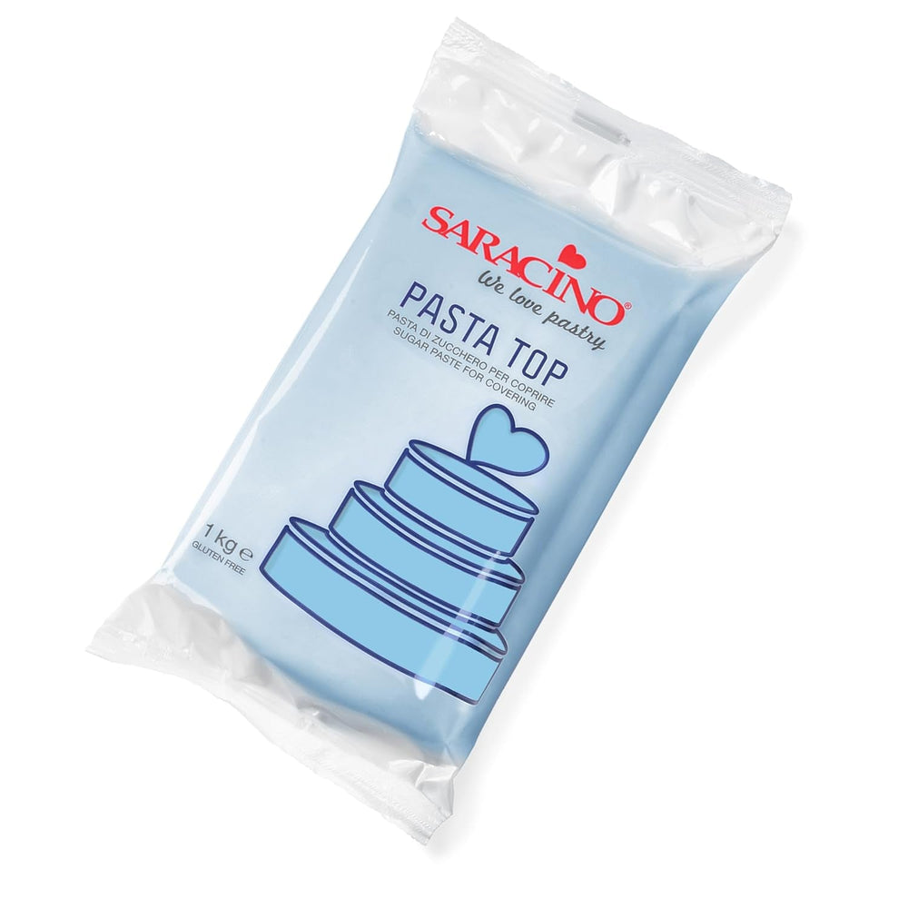 Saracino Fondant Top, Pâte à Sucre Pour Recouvrir 1 kg, Fabriquée en Italie Pâte à Sucre Naty Shop Celeste Baby