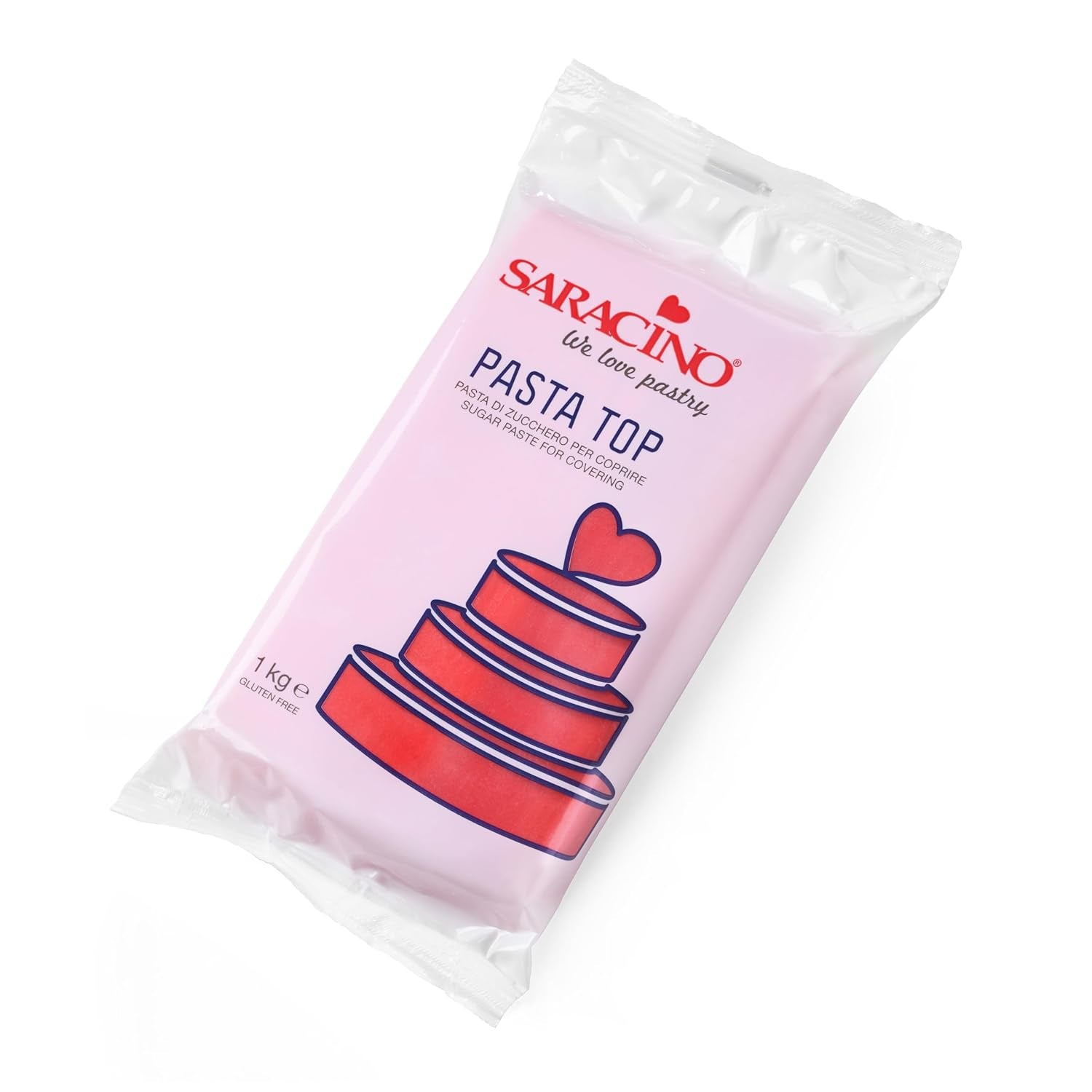 Saracino Fondant Top, Pâte à Sucre Pour Recouvrir 1 kg, Fabriquée en Italie Pâte à Sucre Naty Shop Rouge