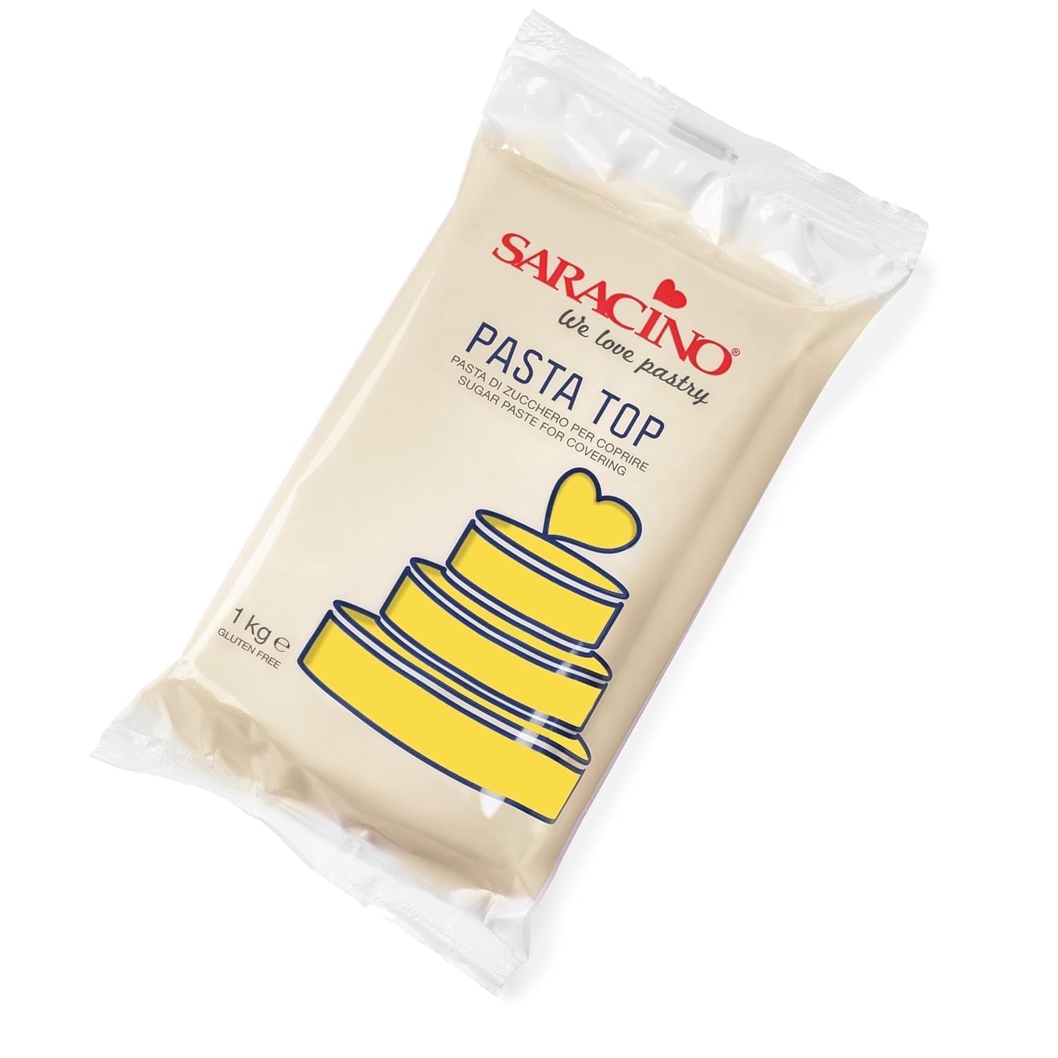 Saracino Fondant Top, Pâte à Sucre Pour Recouvrir 1 kg, Fabriquée en Italie Pâte à Sucre Naty Shop Jaune