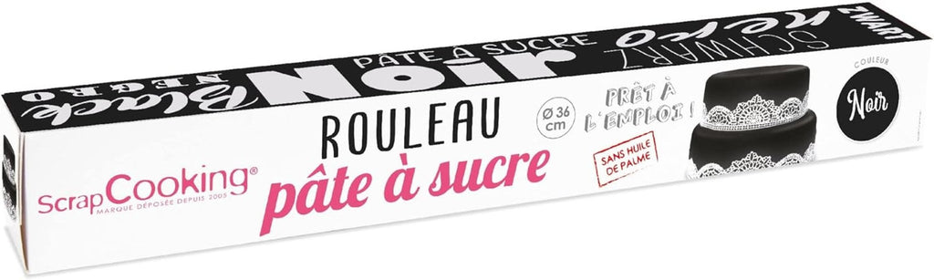 ScrapCooking - Roll fondant roz â'¬ 36 cm - Fondant negru rulat 430 g - Cake topper decorare topper fondant pentru prăjituri, coacere, aniversări, petreceri - Roz - 7264 Pasta de zahar Naty Shop Negru