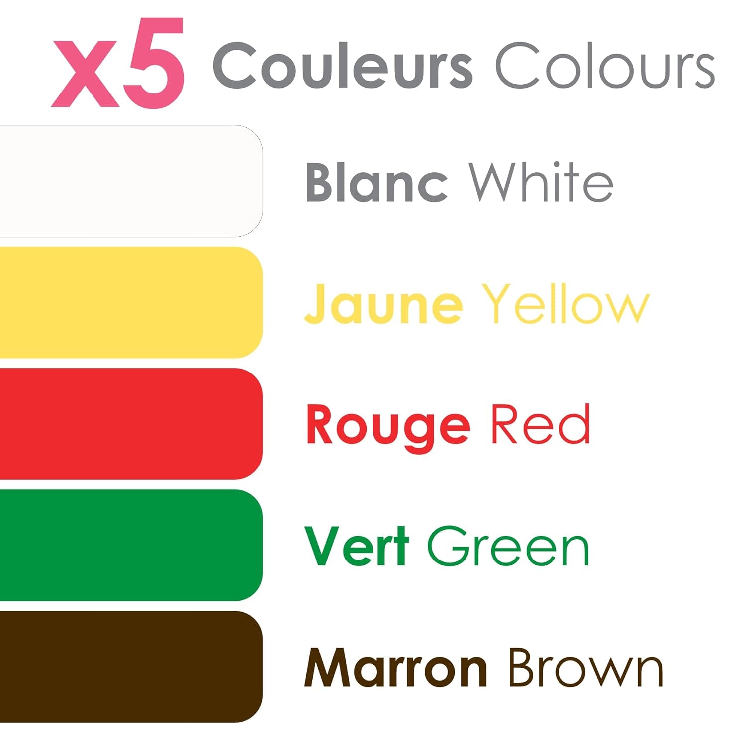 ScrapCooking - Lot de 5 Fondants - blanc, jaune, rouge, vert et marron - 5 x 80g - pâte à sucre pour gâteaux Décorations de gâteaux Anniversaire Noël - sans gluten et sans huile de palme - 7257 Naty Shop Sugarpaste