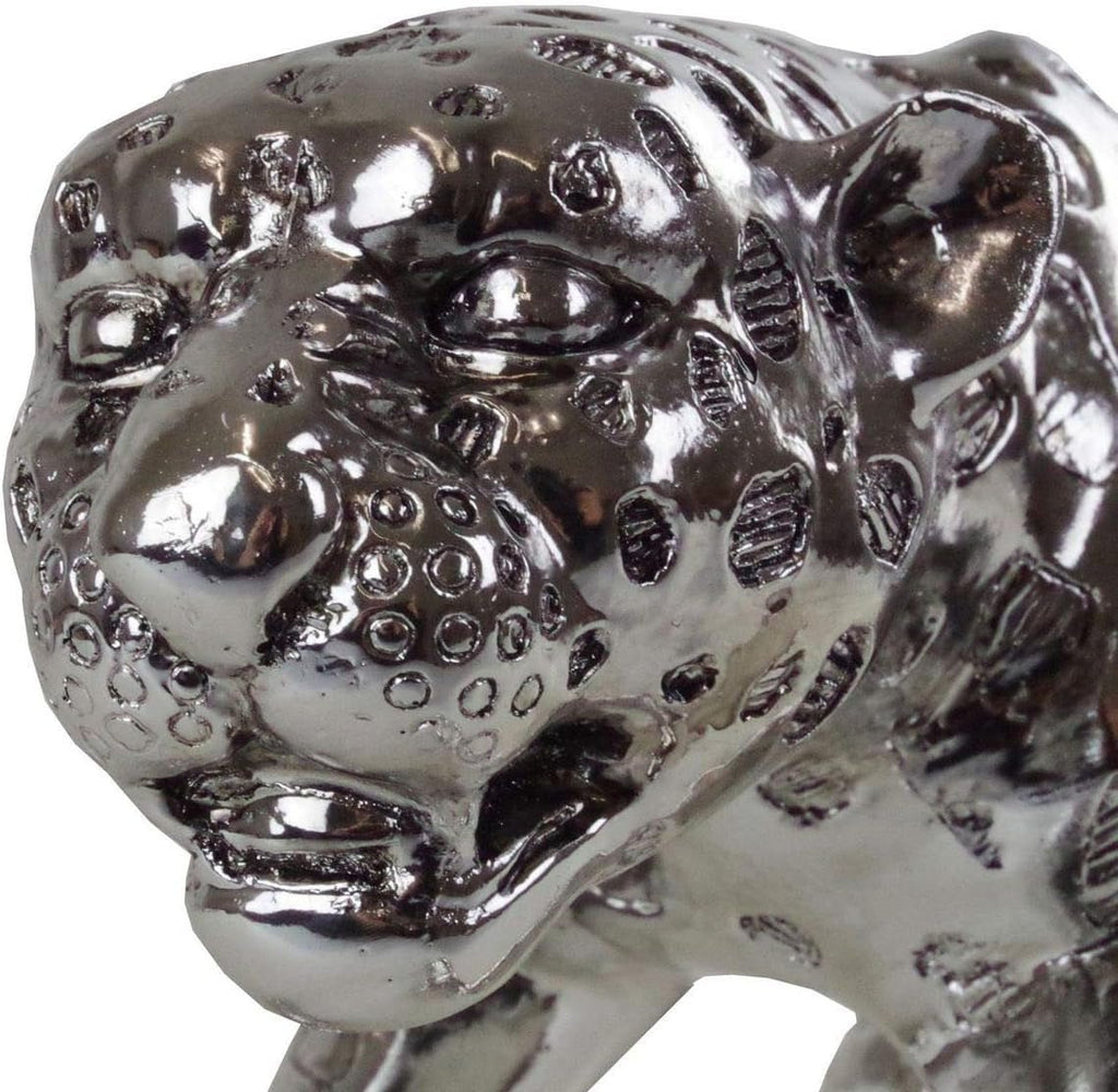 Sculptură decorativă Casablanca XL - Gpard Argintiu mat - Decor camera de zi - Lungime 80 cm Statuete si sculpturi Naty Shop