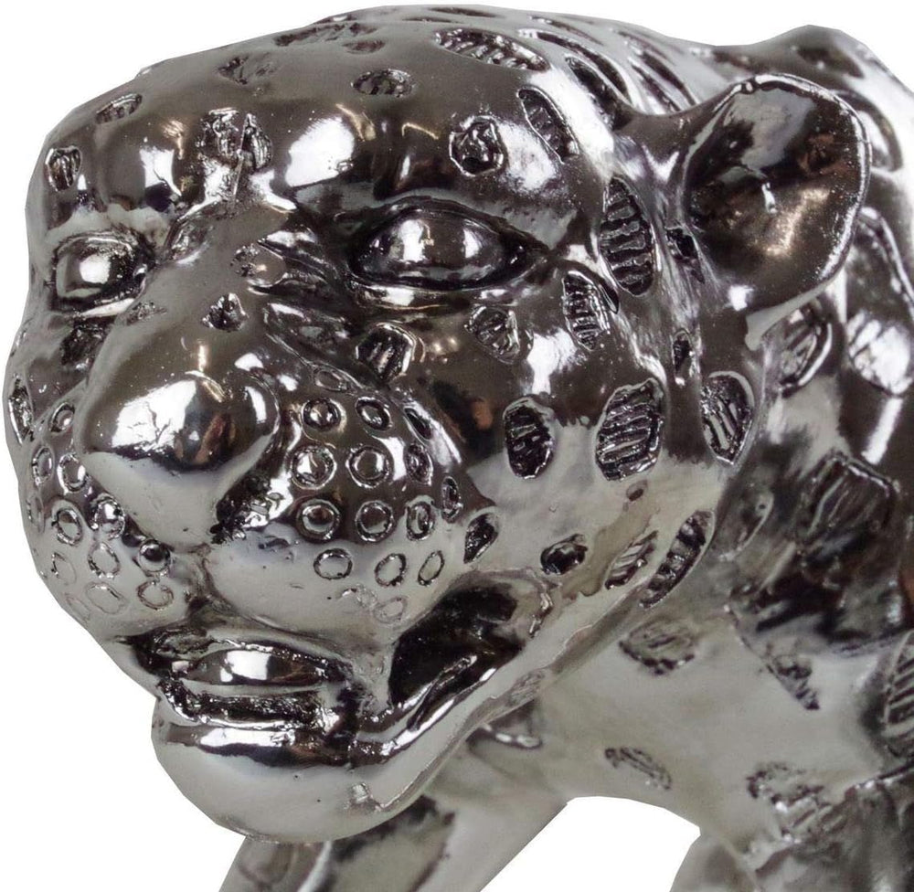 Sculptură decorativă Casablanca XL - Gpard Argintiu mat - Decor camera de zi - Lungime 80 cm Statuete si sculpturi Naty Shop